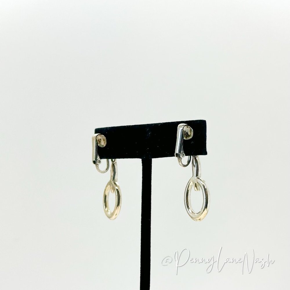 Vintage Rhinestone Oval Drop Earrings - Picture 6 of 8